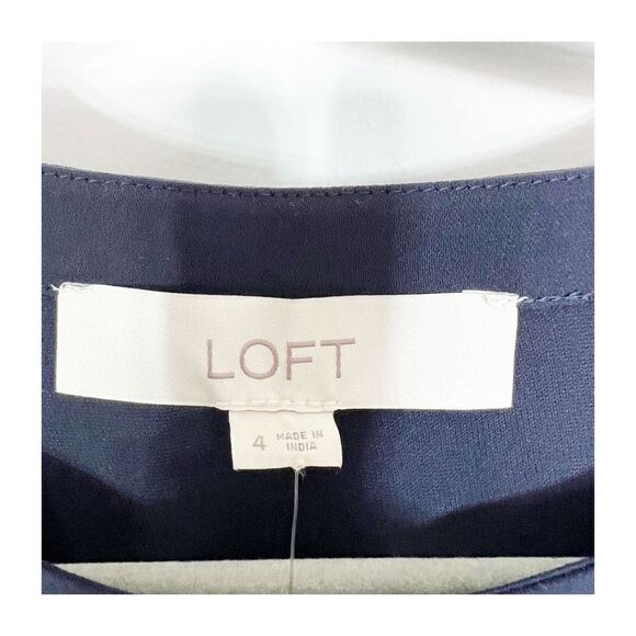 LOFT Dress Womens MIDI Sleeveless Polka Dot Navy New Sz 4 Ladies - Picture 6 of 7